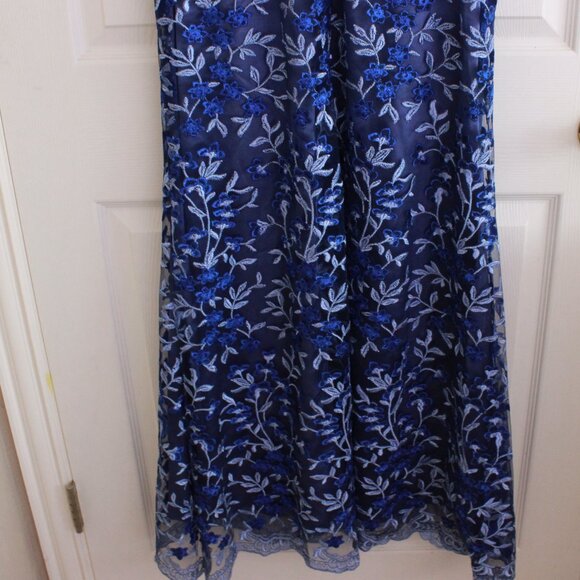 JS Collections Flutter Sleeve Embroidered Dress in Blue - Picture 10 of 12